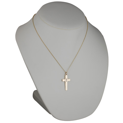 9ct Gold 34x19mm diamond cut star flat latin Cross with a 1.8mm wide belcher Chain 20 inches - Image 3