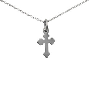 Silver 17x10mm plain club end Cross with a 1mm wide rolo Chain 18 inches