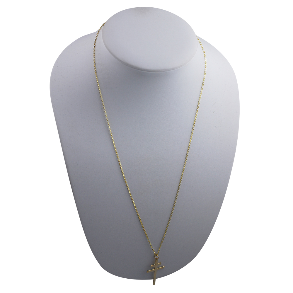 9ct Gold 32x21mm plain Cross of Lorraine with a 1.4mm wide belcher Chain 24 inches - Image 5