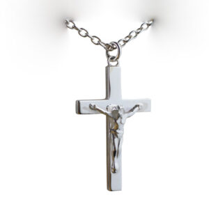 Silver 40x25mm solid block Crucifix Cross with a 2.5mm wide cable Chain