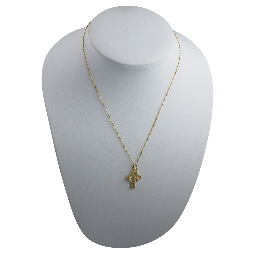 9ct Gold 23x16mm hand engraved knot pattern Celtic Cross with a 1.1 wide cable Chain - Image 3