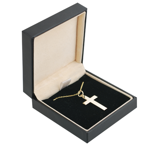 9ct Gold 24x14mm diamond cut star flat latin Cross with a 1.2mm wide cable Chain 16 inches Only Suitable for Children - Image 3