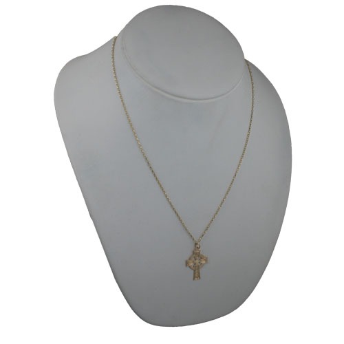 9ct Gold 28x20mm hand engraved knot pattern Celtic Cross with a 1.4mm wide belcher Chain 22 inches - Image 4