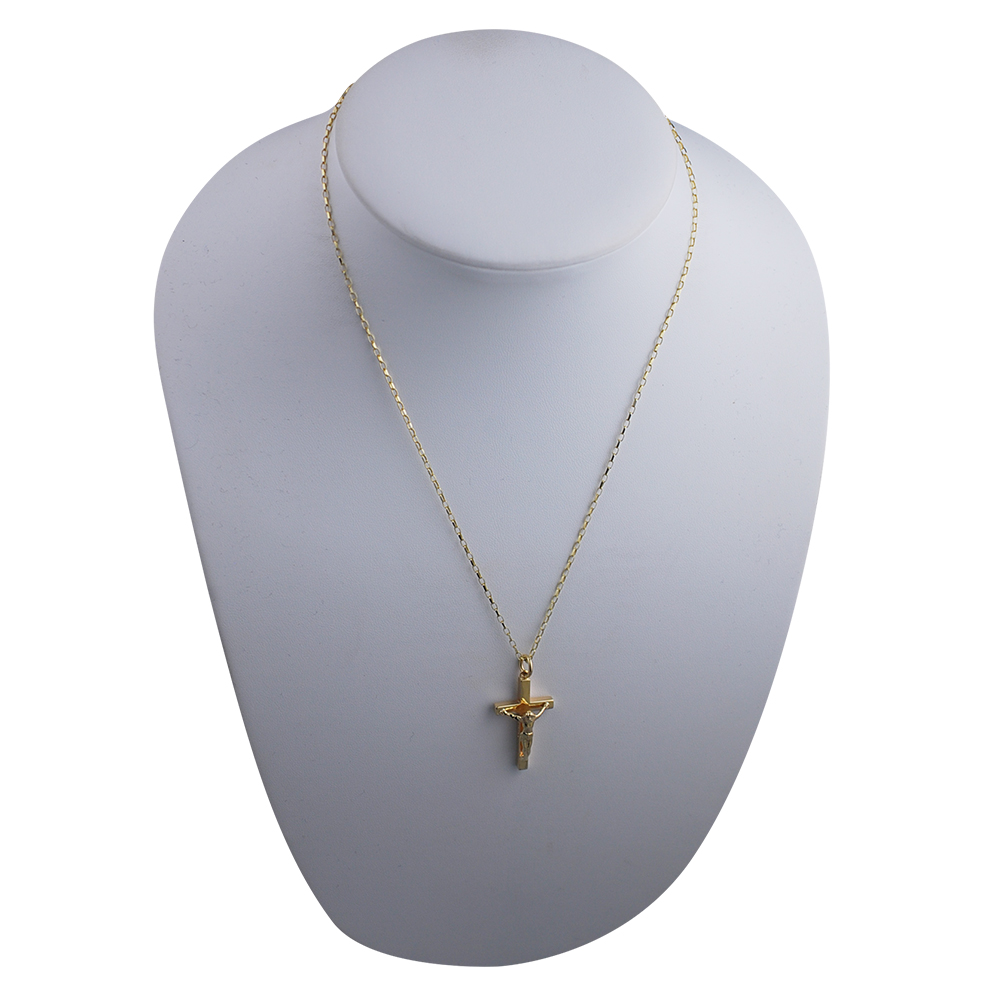 9ct Gold 30x18mm solid block Crucifix Cross with a 1.4mm wide belcher Chain 18 inches - Image 4