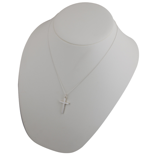 Silver 30x18mm plain solid block Cross with a 1.3mm wide curb Chain 20 inches - Image 4
