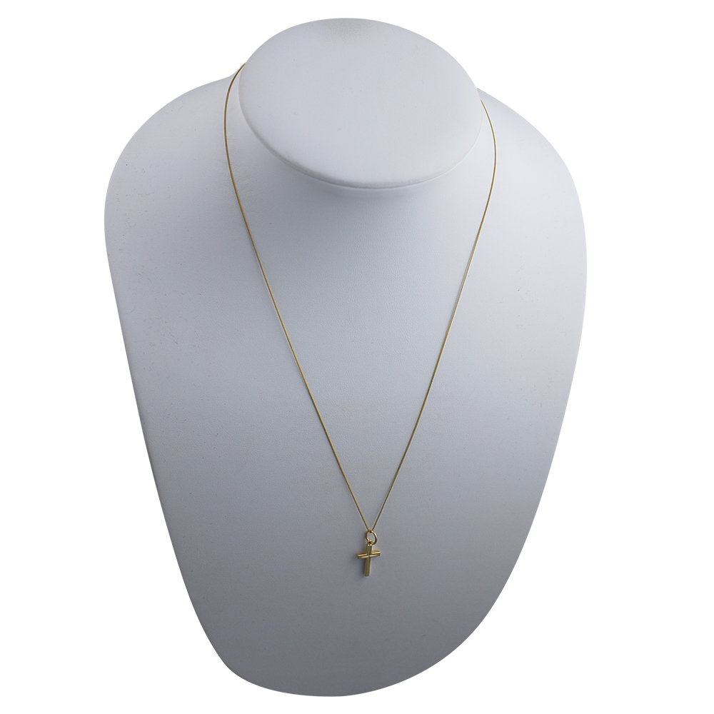 9ct Gold 15x9mm diamond cut star solid block Cross with a 0.6mm wide curb Chain 20 inches - Image 5