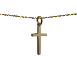 9ct Gold 20x12mm plain solid block Cross with a 1.1 wide cable Chain