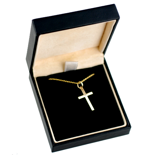 9ct Gold 20x12mm hand engraved solid block Cross with a 1.1 wide cable Chain 18 inches - Image 3