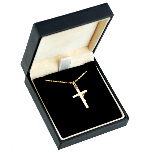 9ct Gold 20x12mm solid block Crucifix Cross with a 1.1 wide cable Chain 20 inches - Image 3