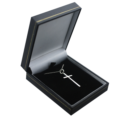 Silver 31x16mm hand engraved solid block Cross with a 1mm wide rolo Chain 24 inches - Image 3