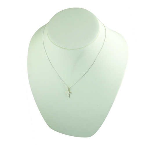 Silver 17x10mm hand engraved solid block Cross with a 1.3mm wide curb Chain 20 inches - Image 3