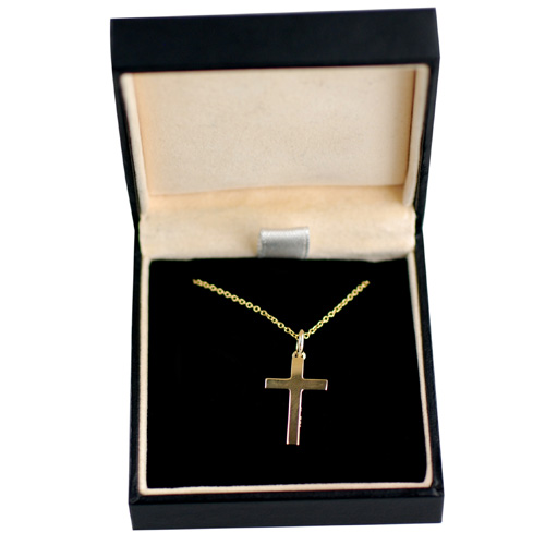 9ct Gold 20x13mm plain solid block Cross with a 1.1 wide cable Chain 16 inches Only Suitable for Children - Image 3