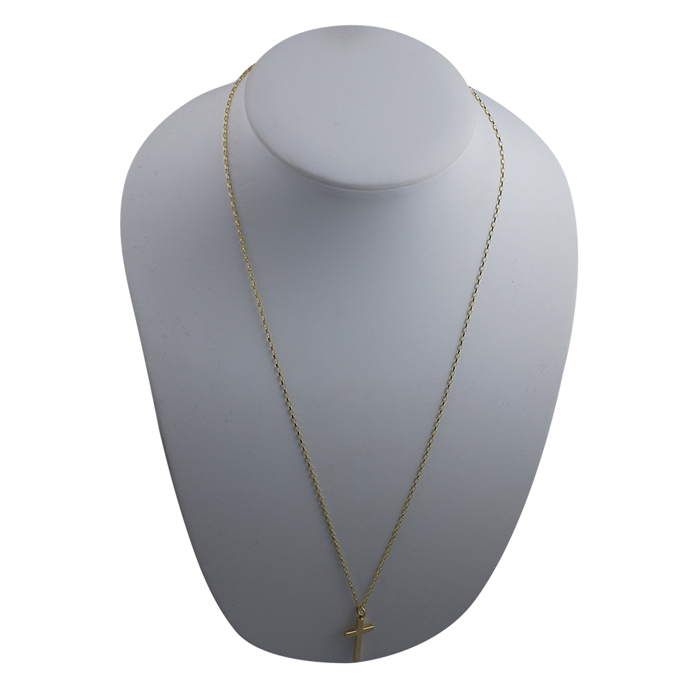 9ct Gold 25x15mm plain solid block Cross with a 1.4mm wide belcher Chain 24 inches - Image 4