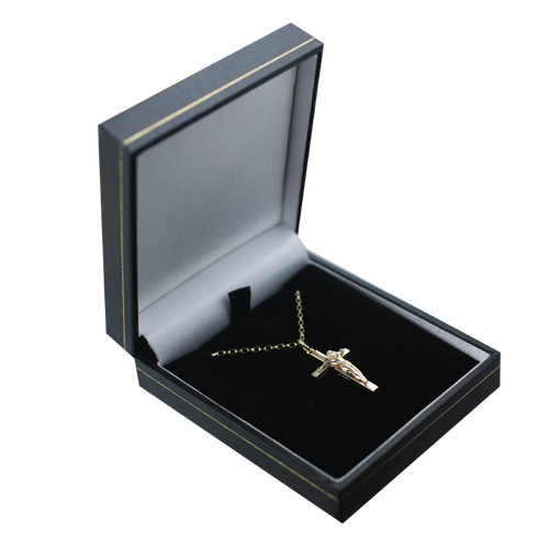 9ct Gold 25x15mm solid block Crucifix Cross with a 1.4mm wide belcher Chain 16 inches Only Suitable for Children - Image 3