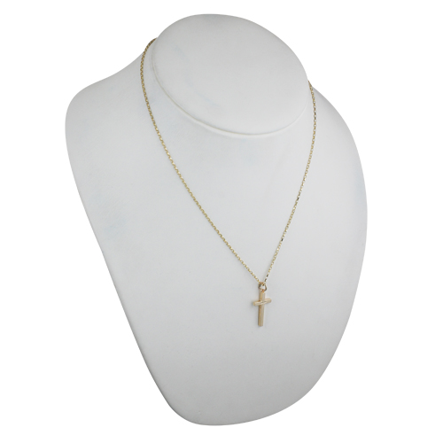 9ct Gold 25x15mm diamond cut star solid block Cross with a 1.4mm wide belcher Chain - Image 4