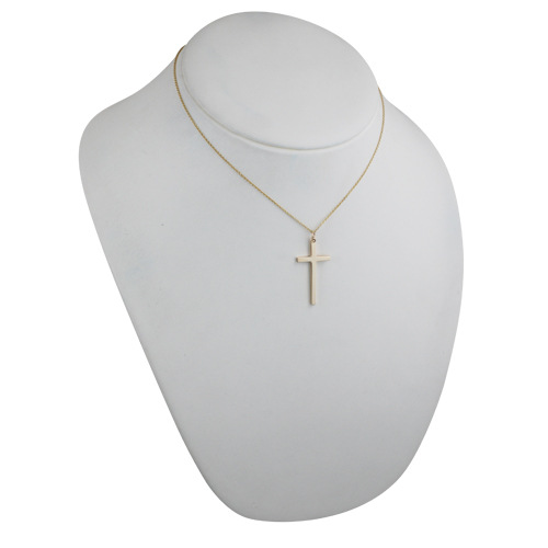 9ct Gold 34x18mm plain solid block Cross with a 1.1 wide cable Chain 16 inches Only Suitable for Children - Image 4