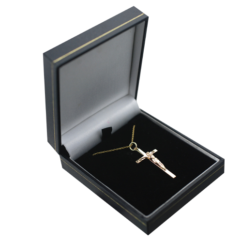 9ct Gold 34x18mm solid block Crucifix Cross with a 1.1 wide cable Chain 16 inches Only Suitable for Children - Image 2