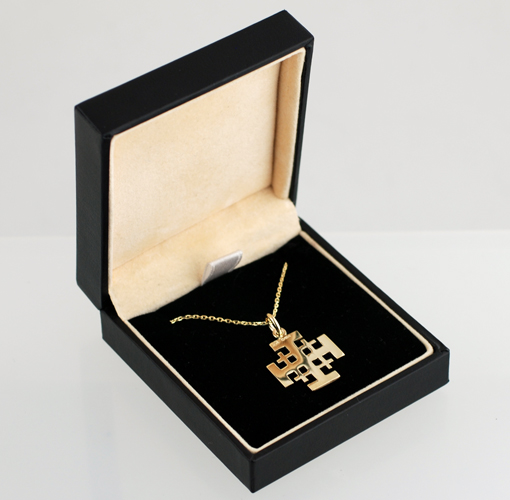9ct Gold 19mm Jerusalem Cross with a 1.2mm wide cable Chain - Image 3