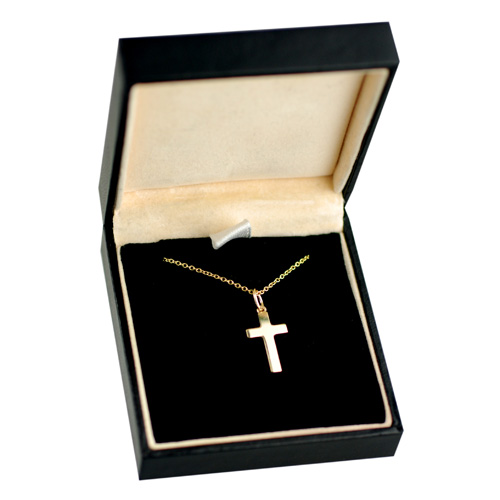 9ct Gold 17x10mm plain solid block Cross with a 1.1 wide cable Chain 16 inches Only Suitable for Children - Image 2