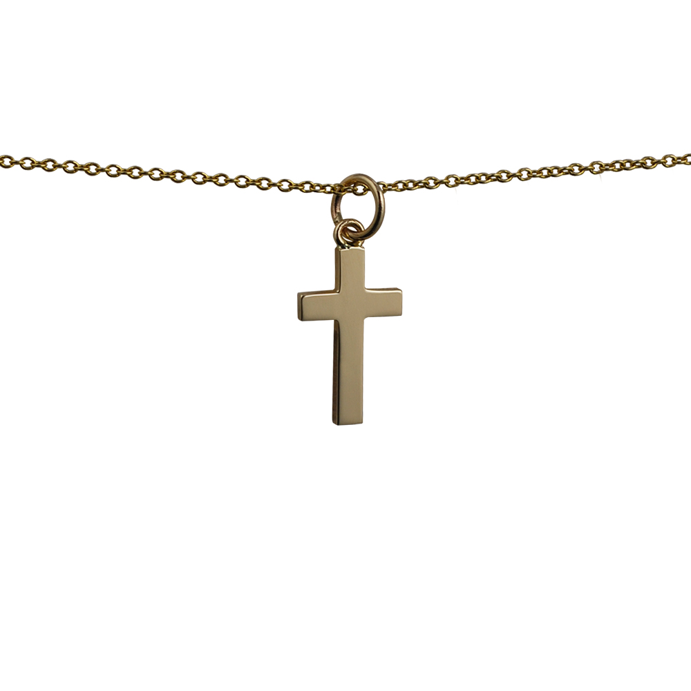 9ct Gold 17x10mm hand engraved solid block Cross with a 1.1 wide cable Chain 20 inches - Image 2
