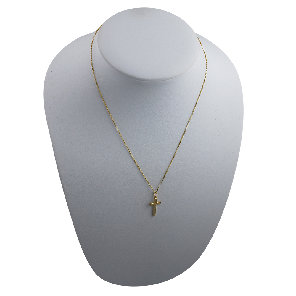 9ct Gold 20x12mm hand engraved solid block Cross with a 1.1 wide cable Chain 18 inches - Image 5