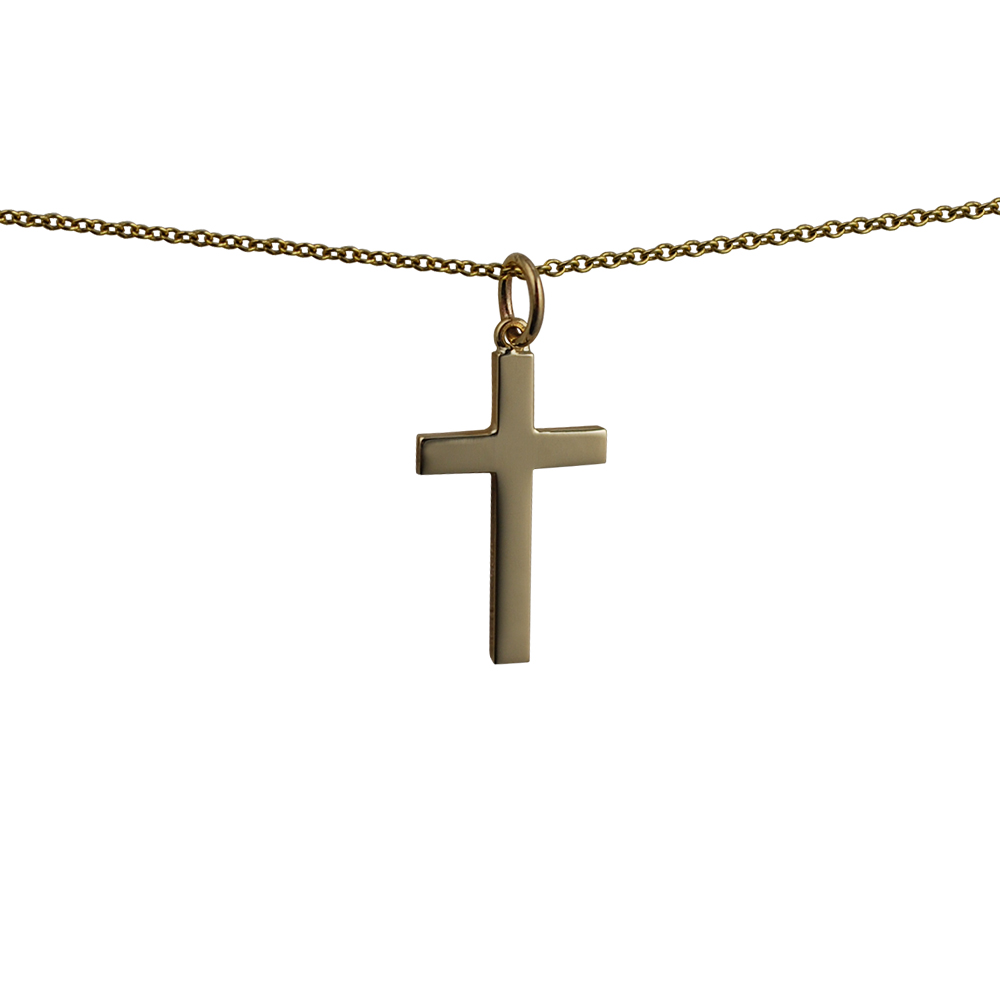 9ct Gold 20x12mm hand engraved solid block Cross with a 1.1 wide cable Chain 18 inches - Image 2