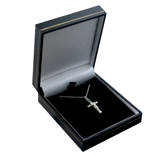 Silver 20x12mm solid block Crucifix Cross with a 1mm wide rolo Chain 18 inches - Image 2