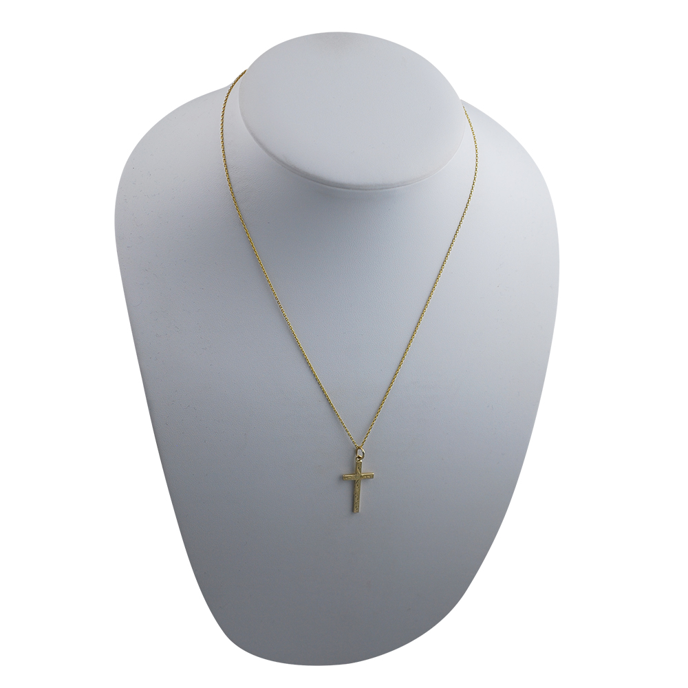 9ct Gold 25x15mm hand engraved solid block Cross with a 1.1 wide cable Chain - Image 5