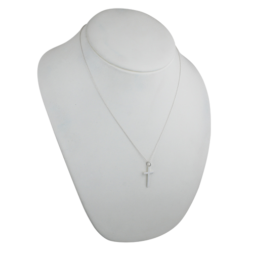 Silver 25x15mm plain solid block Cross with a 1mm wide rolo Chain - Image 4