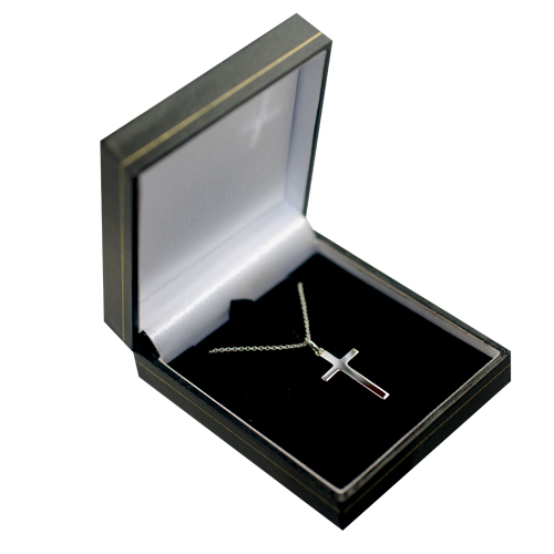 Silver 25x15mm diamond cut star solid block Cross with a 1mm wide rolo Chain 18 inches - Image 3