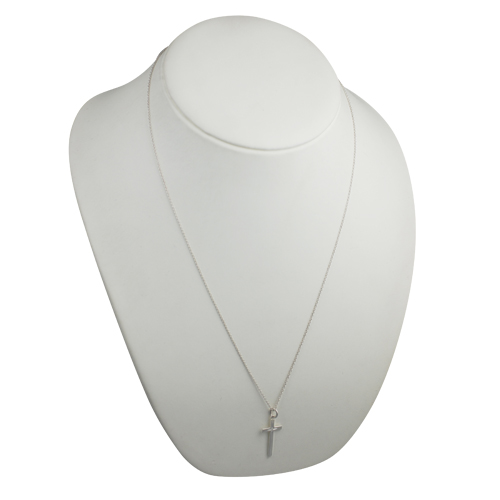 Silver 25x15mm diamond star set solid block Cross with a 1mm wide rolo Chain 24 inches - Image 4