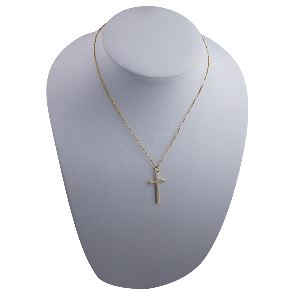 9ct Gold 30x17mm plain solid block Cross with a 1.1 wide cable Chain 16 inches Only Suitable for Children - Image 2