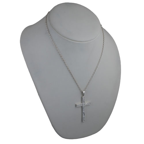 Silver 55x33mm hand engraved solid block Cross on a bail loop with a 2.5mm wide cable Chain - Image 4