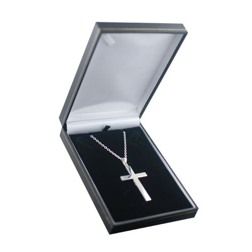 Silver 55x33mm hand engraved solid block Cross on a bail loop with a 2.5mm wide cable Chain - Image 3