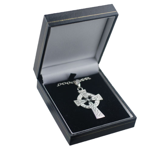 Silver 41x29mm embossed knot design Celtic Cross on a bail loop with a 2.5mm wide cable Chain 22 inches - Image 2