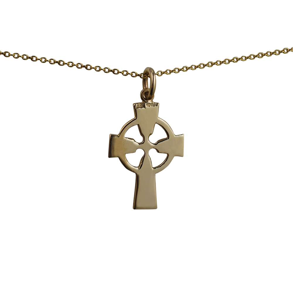 9ct Gold 22x16mm embossed celtic pattern Cross with a 1.1 wide cable Chain 20 inches - Image 2