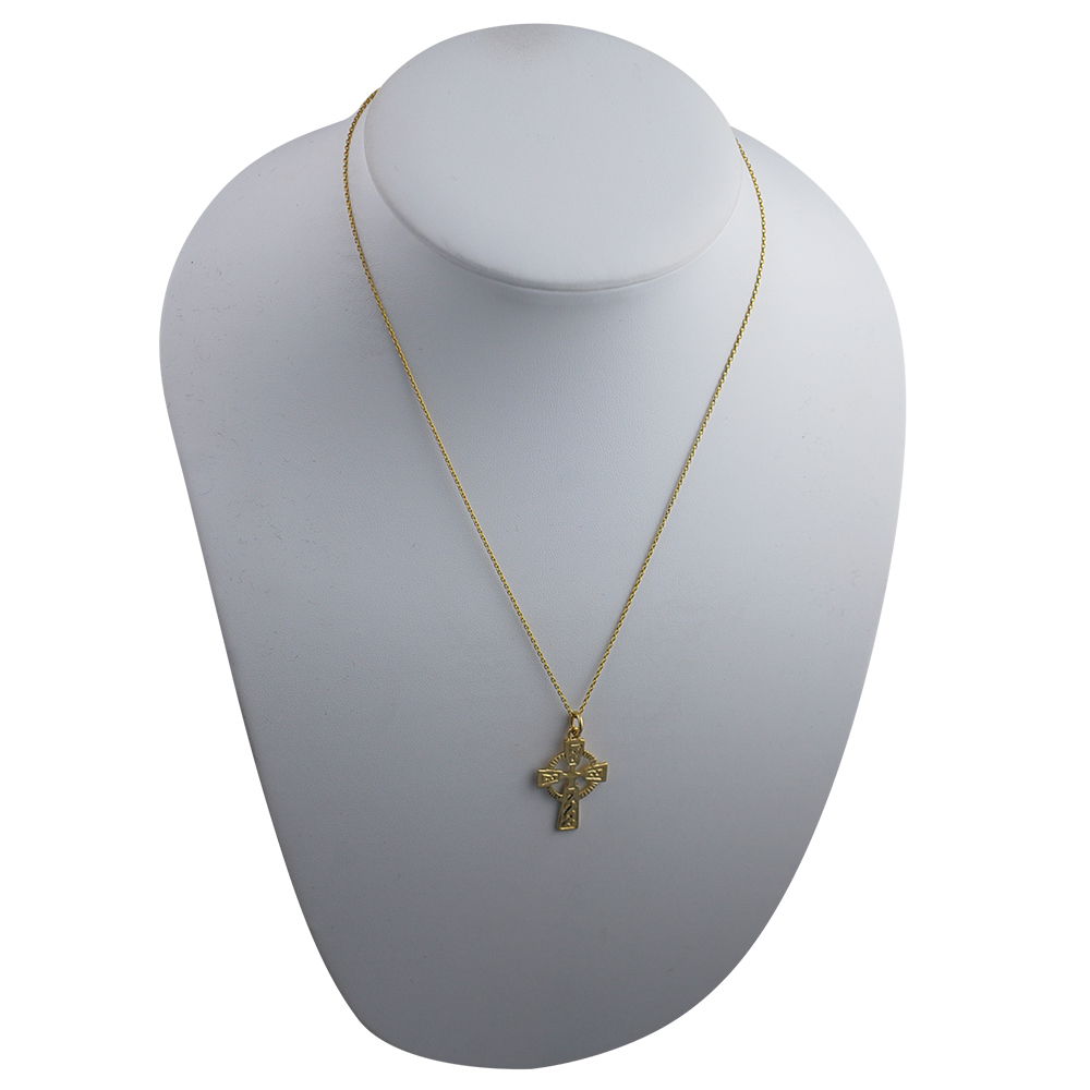 9ct Gold 28x19mm embossed celtic pattern Cross with a 1.1 wide cable Chain 18 inches - Image 3