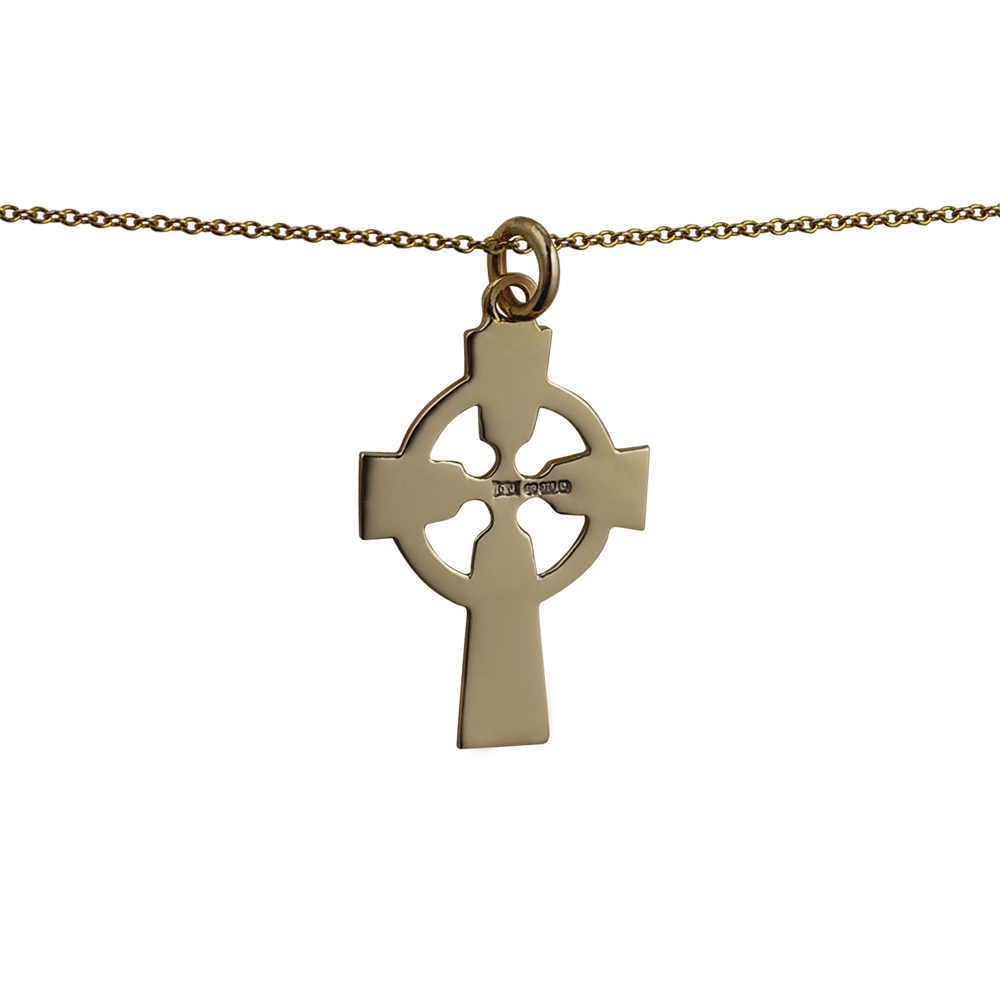 9ct Gold 28x19mm embossed celtic pattern Cross with a 1.1 wide cable Chain 18 inches - Image 2