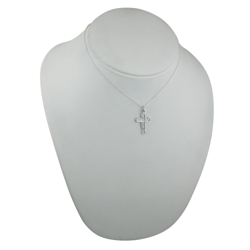 Silver 28x17mm fancy embossed pattern Cross with a 1mm wide rolo Chain 16 inches Only Suitable for Children - Image 4