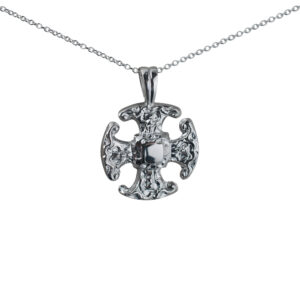 Silver 21mm Fancy Cross with a 1mm wide rolo Chain