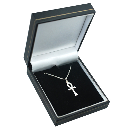 Silver 18x10mm solid hand engraved Ankh or Peace Cross with a 1mm wide rolo Chain 16 inches Only Suitable for Children - Image 3
