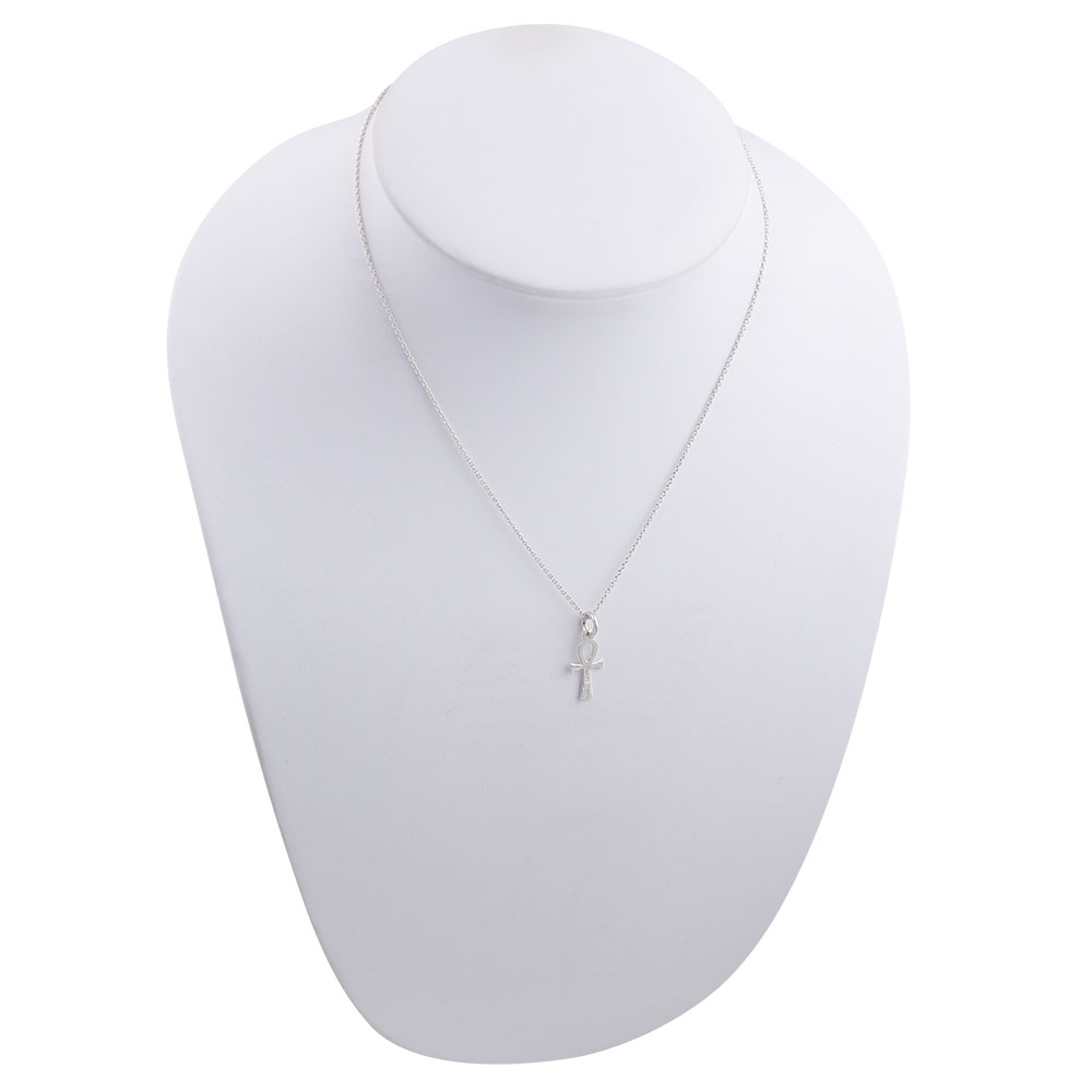 Silver 18x10mm hand engraved Ankh Cross with a 1mm wide rolo Chain 16 inches Only Suitable for Children - Image 5