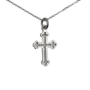 Silver 21x15mm plain club end edge Cross with a 1mm wide rolo Chain 22 inches