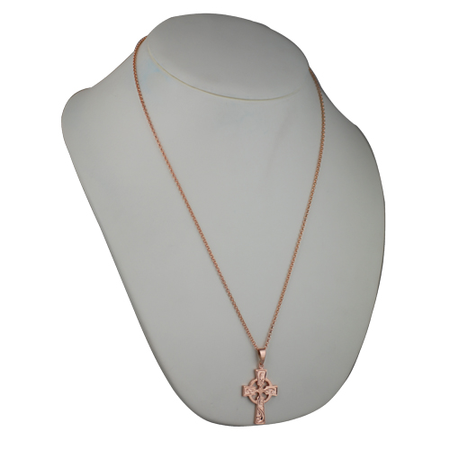 9ct Rose Gold 35x24mm hand engraved Celtic Cross on a bail loop with a 2.2mm wide belcher Chain 24 inches - Image 4