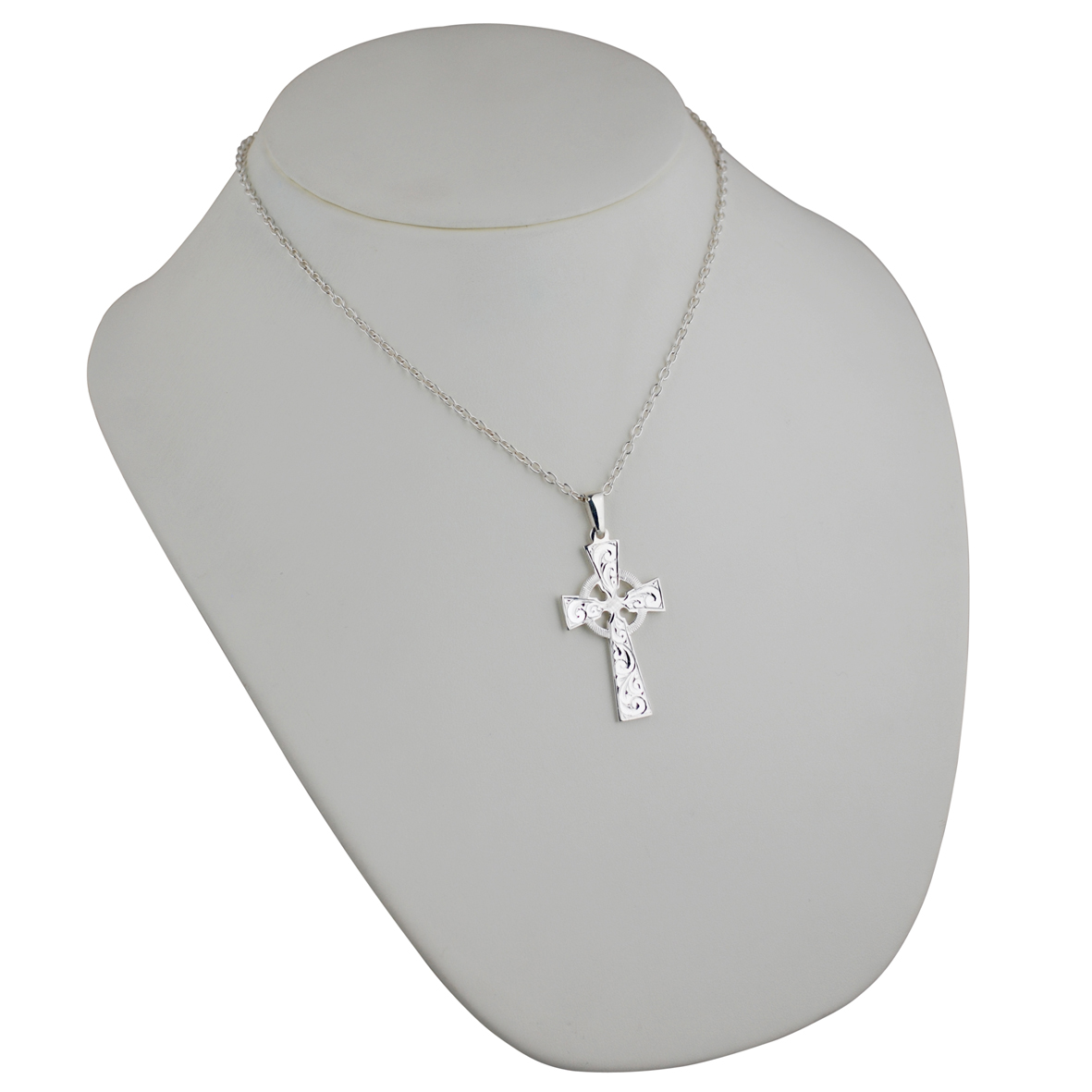 Silver 44x26mm hand engraved Celtic Cross on a bail loop with a 2.5mm wide cable Chain 18 inches - Image 4