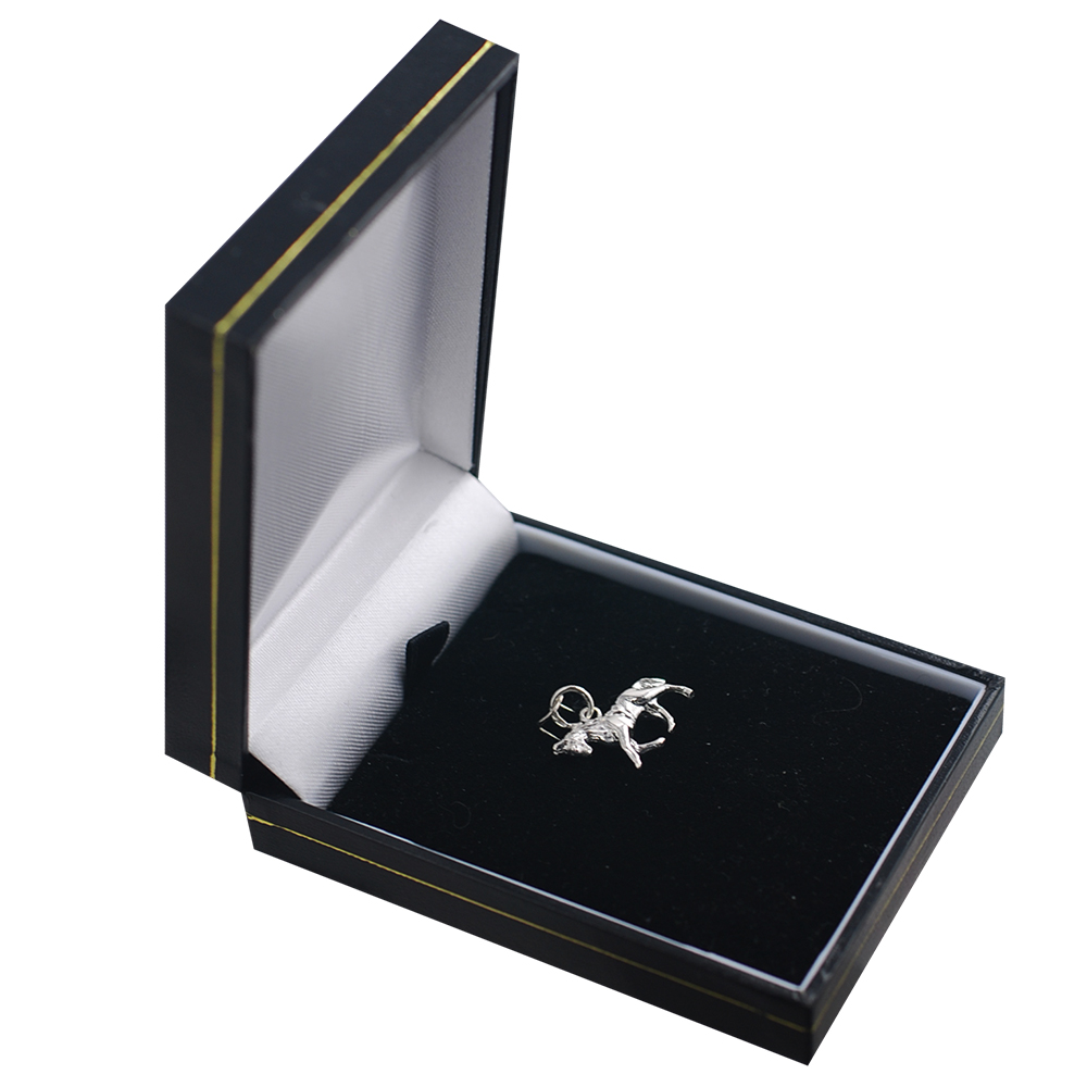 Silver 13x19mm Saddled Cantering Horse Pendant or Charm - Image 4