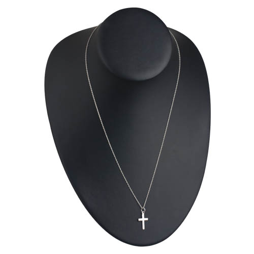 Silver 17x11mm plain milled edge latin Cross with a 1mm wide rolo Chain 20 inches - Image 4