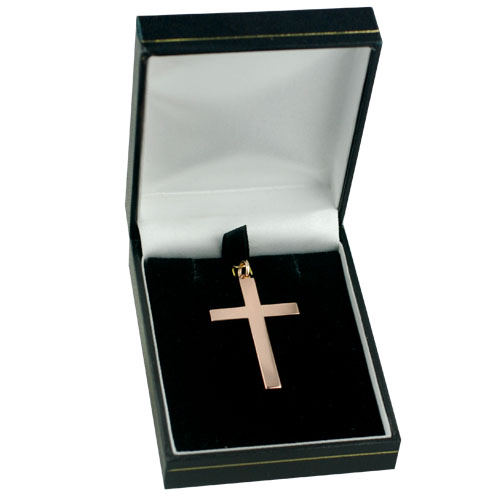 9ct Rose Gold 40x25mm plain solid block Cross - Image 2