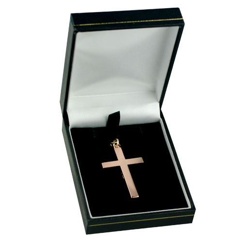 9ct Rose Gold 40x25mm plain solid block Cross - Image 3