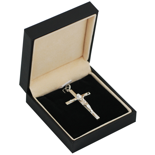 Silver 40x24mm solid block Crucifix Cross - Image 2